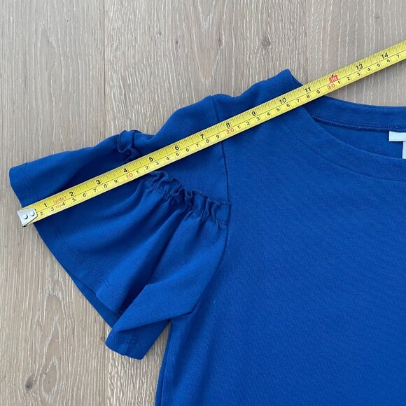 Halogen Shirt Women Medium Royal Blue Ruffle Sleeve Top Stretch HA373824MI - Picture 9 of 12